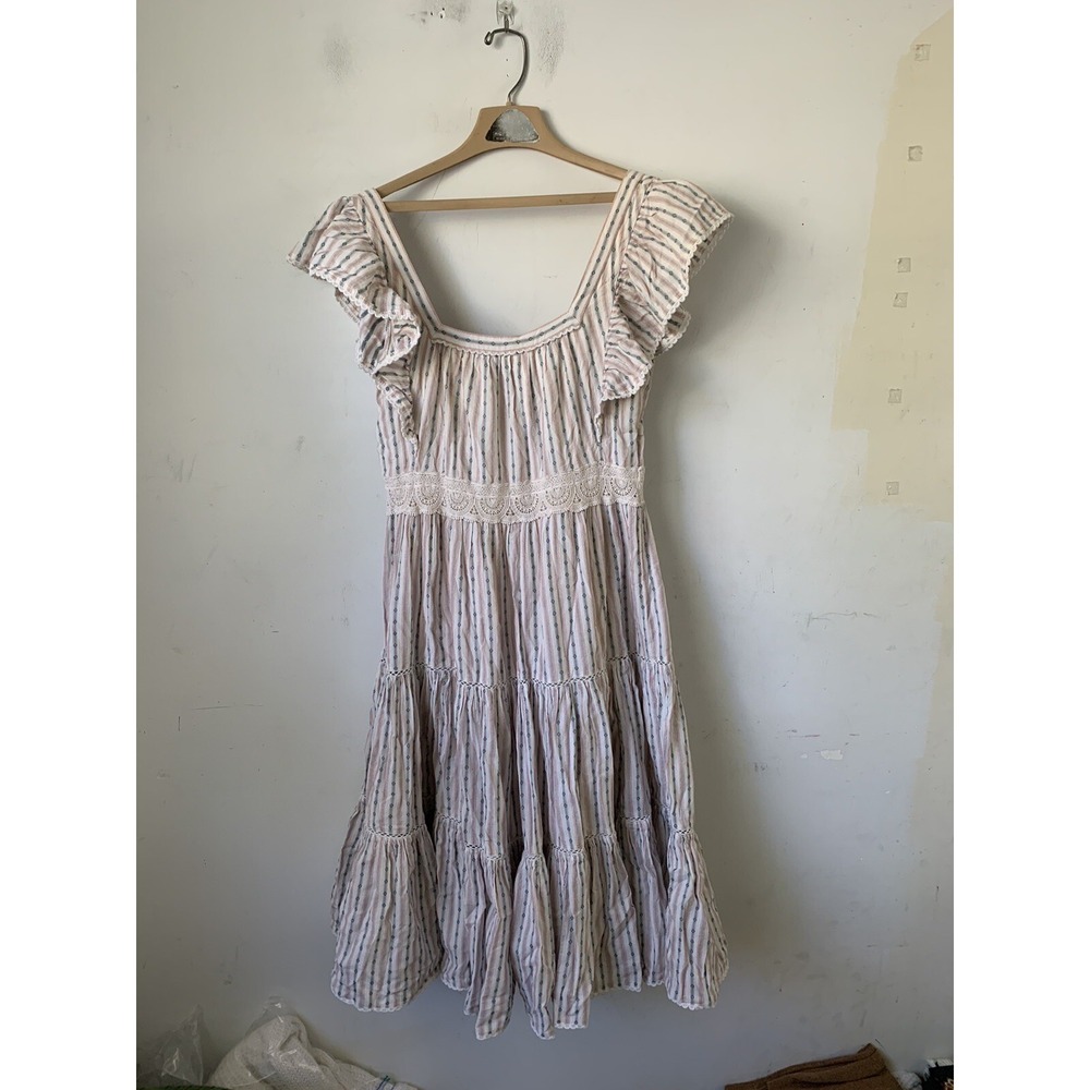 Love Sam Women Dress Small Cottage Coquette Tiered Ruffle Country Anthropologie